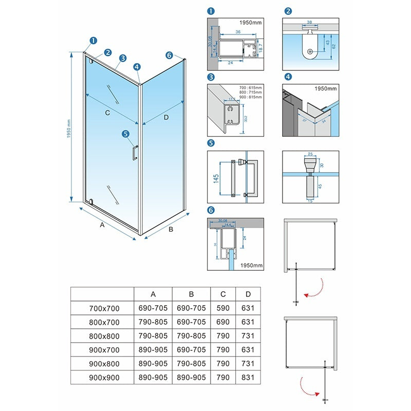 KABINA PRYSZNICOWA KWADRATOWA Z BRODZIKIEM KZ04C/RIKO CHROM/CZARNY 90x90 CM KZ04C+RIKO-BL-90