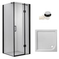 KABINA PRYSZNICOWA KWADRATOWA + BRODZIK KZ1390A/SXL02A CZARNA/BIAŁY 80x80 KZ1390A-BL+SXL02A-WH