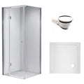 KABINA PRYSZNICOWA KWADRATOWA Z BRODZIKIEM KZ1390A/ST02A CHROM/BIAŁY 80x80 CM KZ1390A+ST02A-WH