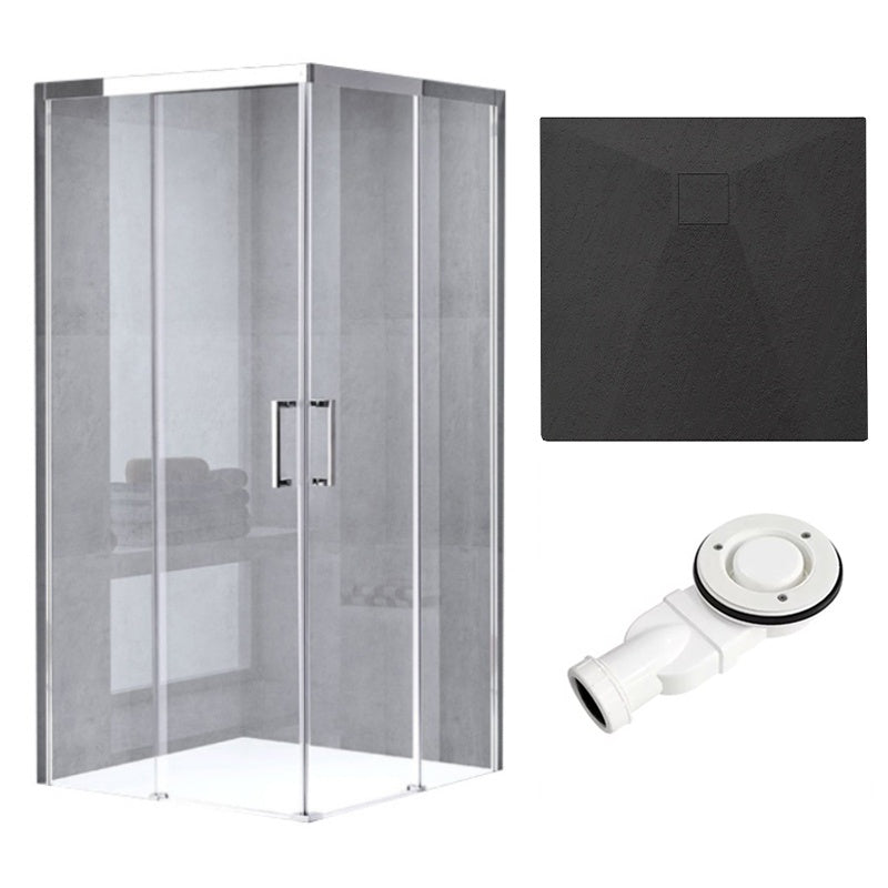 KABINA PRYSZNICOWA KWADRATOWA Z BRODZIKIEM KZ90B/RIKO CHROM/CZARNY 90x90 CM KZ90B+RIKO-BL-90