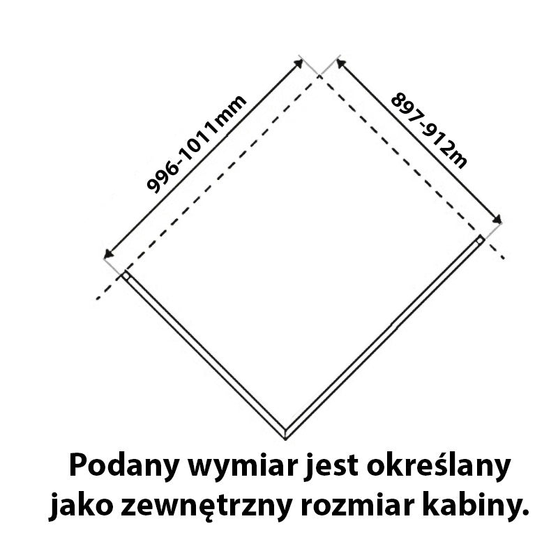 KABINA PRYSZNICOWA PROSTOKĄTNA KZ03A CHROM 100x90 CM KZ03A-100X90