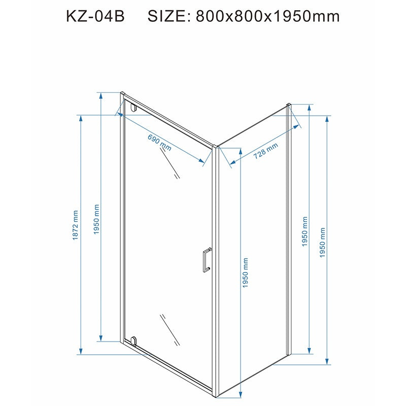 KABINA PRYSZNICOWA KWADRATOWA KZ04B CHROM 80x80 CM KZ04B-80