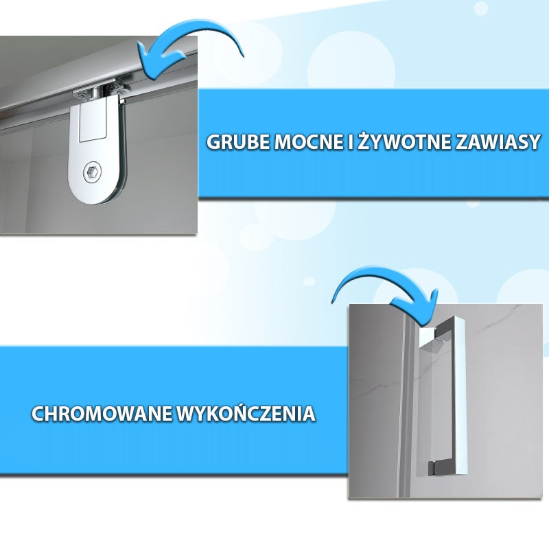 KABINA PRYSZNICOWA PROSTOKĄTNA KZ06B CHROM 100x80 CM KZ06B-100X80