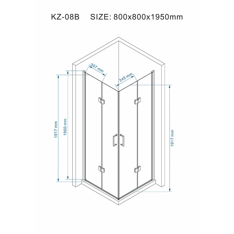 KABINA PRYSZNICOWA KWADRATOWA KZ08B CZARNA 80x80 CM KZ08B-BL-80
