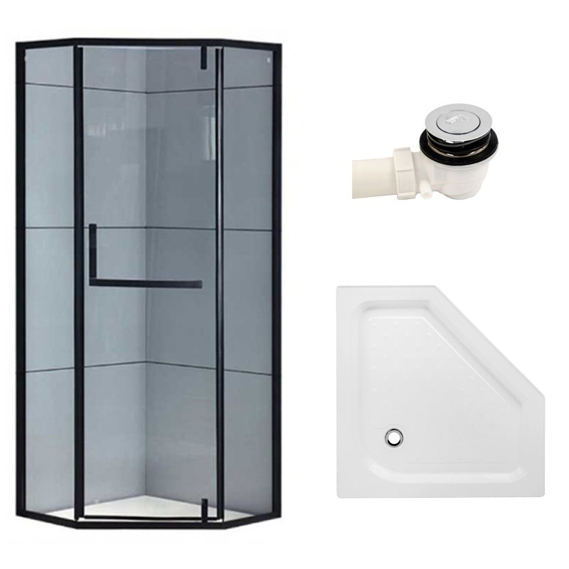 KABINA PRYSZNICOWA PIĘCIOKĄTNA Z BRODZIKIEM KZ4026B/SXL07B CZARNA/BIAŁY 90x90 CM KZ4026B-BL+SXL07B-WH