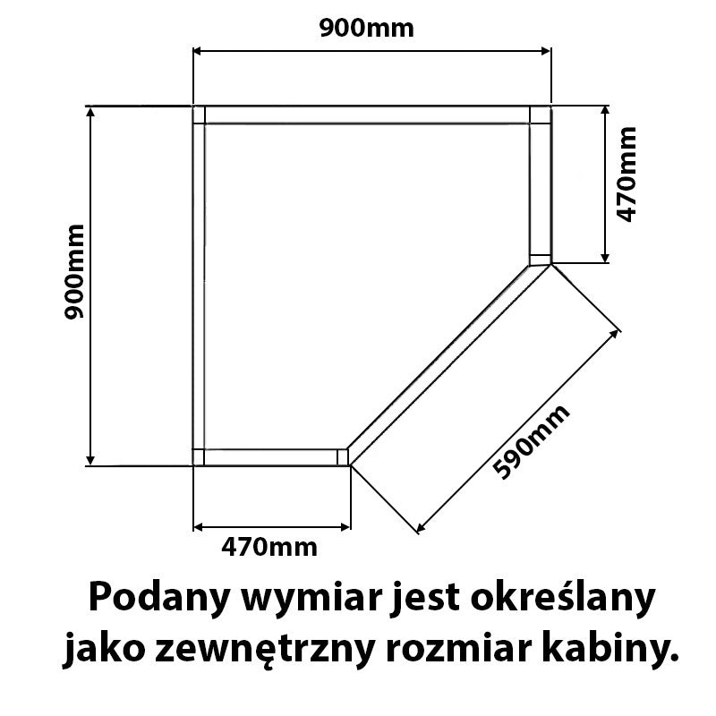 KABINA PRYSZNICOWA PIĘCIOKĄTNA KZ91B ZŁOTY 90x90 CM KZ91B-GL-90
