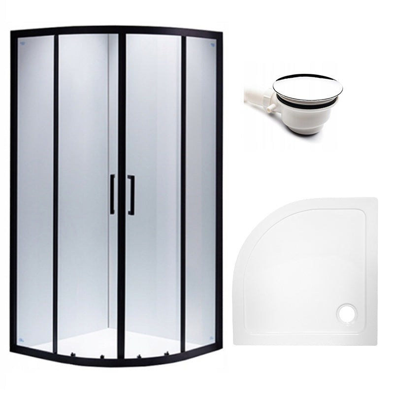 KABINA PRYSZNICOWA PÓŁOKRĄGŁA Z BRODZIKIEM BS01A/ST01A CZARNA/BIAŁY 80x80CM BS01A+ST01A-WH