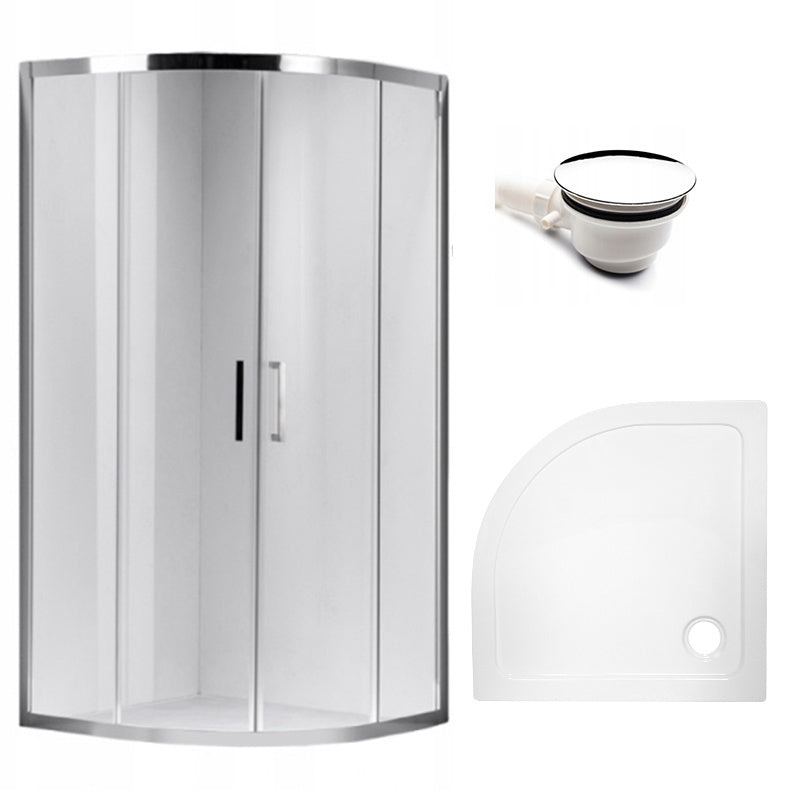 KABINA PRYSZNICOWA PÓŁOKRĄGŁA Z BRODZIKIEM KZ101B/ST01B CHROM/BIAŁY 90x90CM KZ101B+ST01B-WH