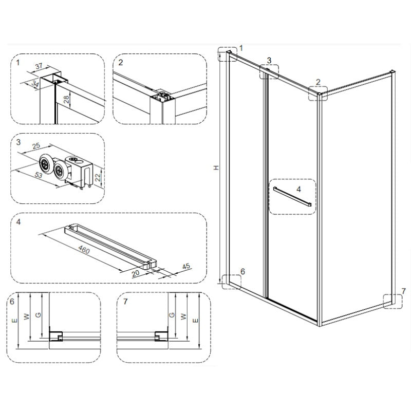 KABINA PRYSZNICOWA PROSTOKĄTNA KIRA CHROM 90X80 CM KIRA-90X80