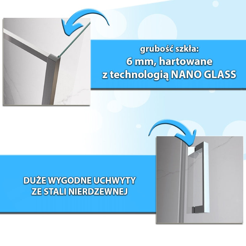 KABINA PRYSZNICOWA PROSTOKĄTNA KZ06D CZARNA 120x80 CM KZ06D-BL-120X80