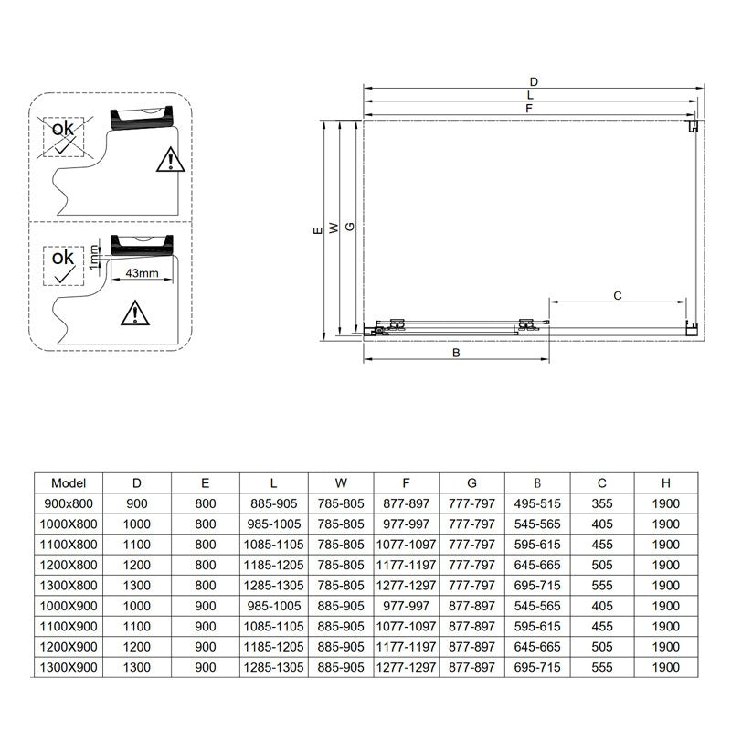 KABINA PRYSZNICOWA PROSTOKĄTNA SUPER SLIM NOVA CZARNA 100x80 CM 6 MM NOVA-BL-100X80