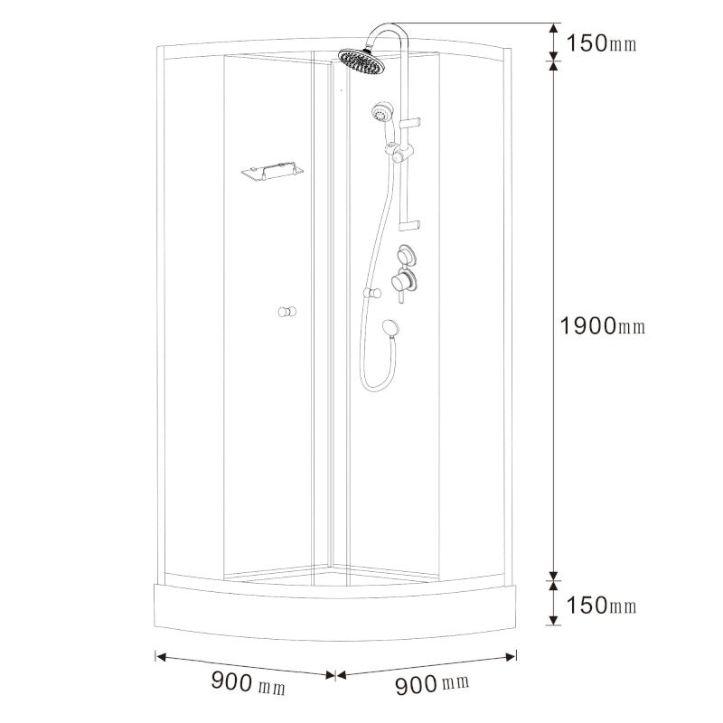 KABINA PRYSZNICOWA PÓŁOKRĄGŁA WSH313B 90x90 CM WSH313B-90