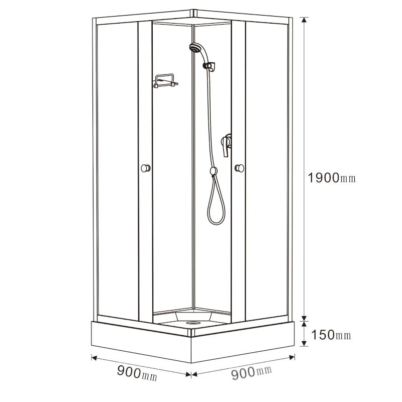 KABINA PRYSZNICOWA KWADRATOWA WSH314B 90x90 CM WSH314B-90