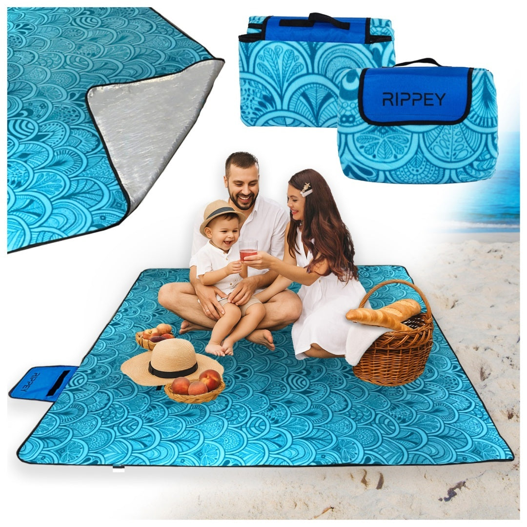 KOC PIKNIKOWY WODOODPORNY MATA PLAŻOWA Z IZOLACJĄ SANDY 1A NIEBIESKI 2x2 M SANDY-1A