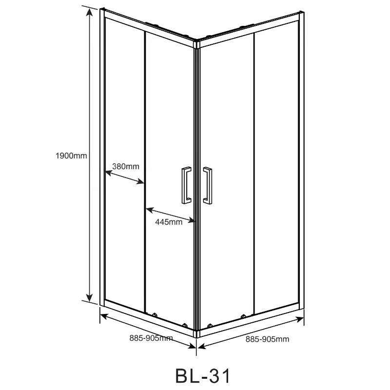 KABINA PRYSZNICOWA KWADRATOWA BL31B CZARNA 90x90 CM BL31B-90