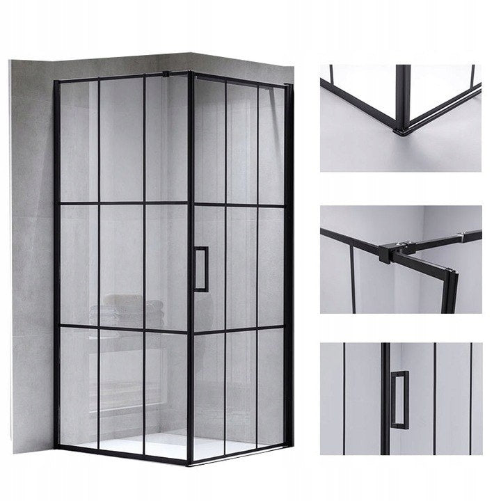 KABINA PRYSZNICOWA KWADRATOWA BS13B CZARNA 90x90 CM BS13B-90
