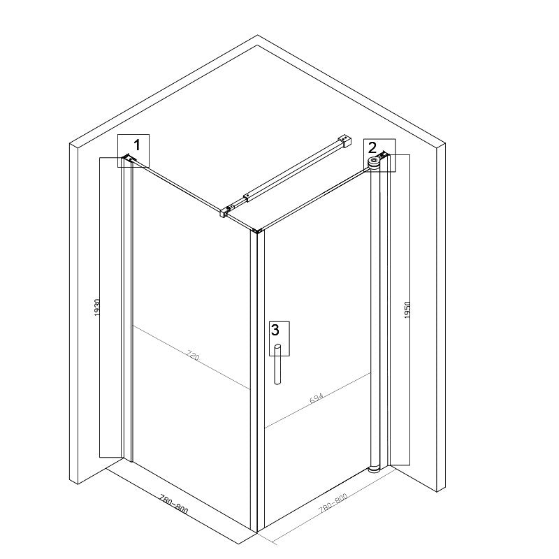 KABINA PRYSZNICOWA KWADRATOWA BS04A CZARNA 80x80 CM BS04A-80