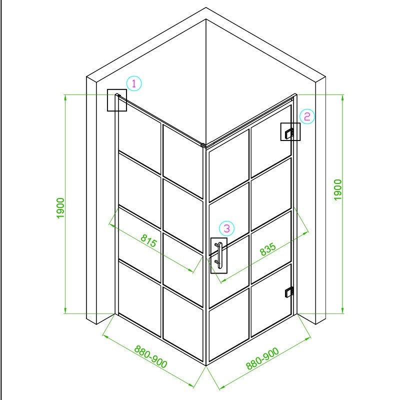 KABINA PRYSZNICOWA KWADRATOWA BS10B CZARNA 90x90 CM BS10B-90