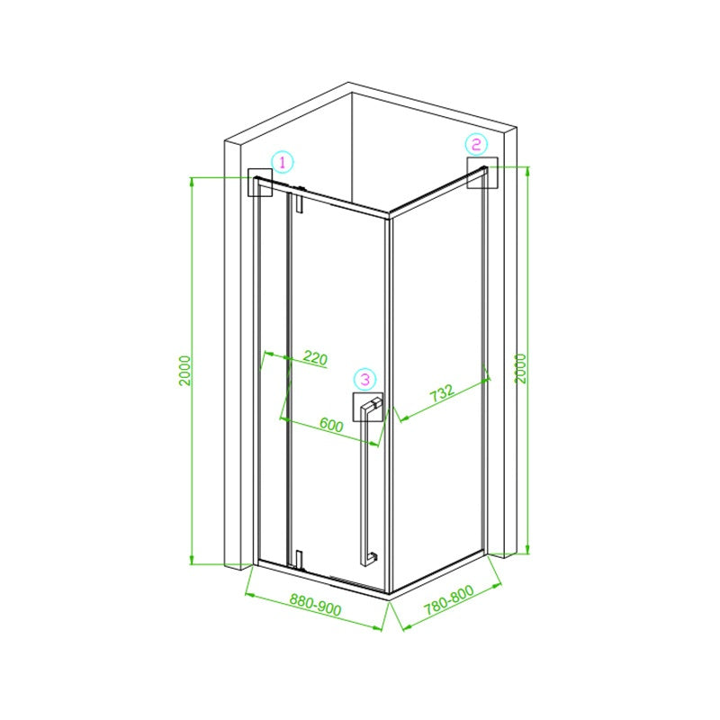 KABINA PRYSZNICOWA PROSTOKĄTNA BS12D CZARNA 90x80 CM BS12D-90X80
