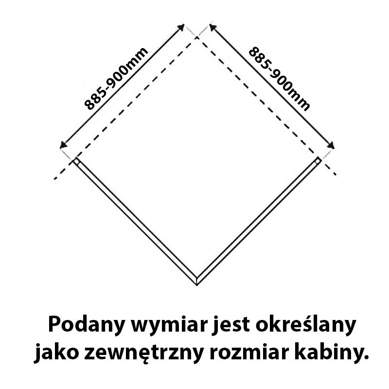 KABINA PRYSZNICOWA KWADRATOWA + BORDZIK BS13B/SXL02B CZARNA/BIAŁY 90x90 CM BS13B+SXL02B-WH