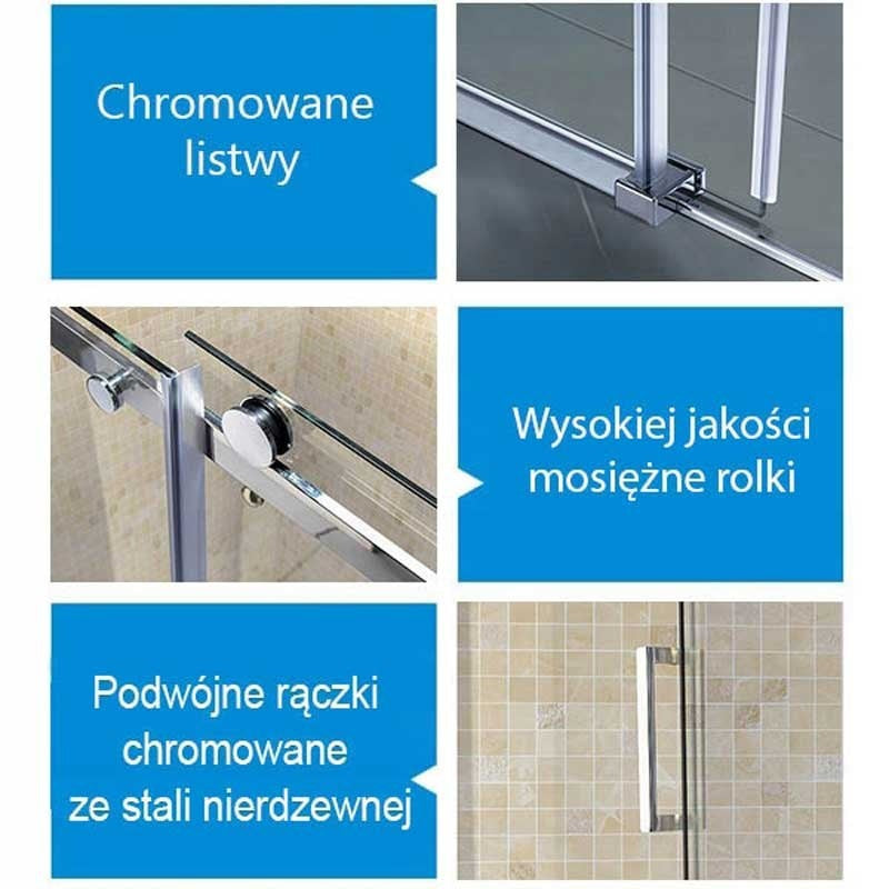 KABINA PRYSZNICOWA PROSTOKĄTNA KZ203C CHROM 120x80 CM KZ203C-120X80