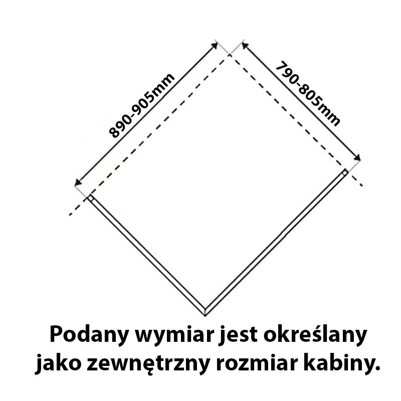 KABINA PRYSZNICOWA PROSTOKĄTNA KZ12A ZŁOTA 90x80 CM KZ12A-GL-90X80