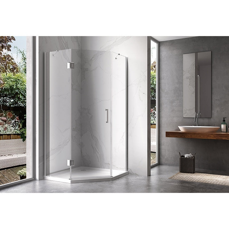 KABINA PRYSZNICOWA PIĘCIOKĄTNA Z BRODZIKIEM KZ10B/ST08B CHROM/BIAŁY 90x90CM KZ10B+ST08B-WH