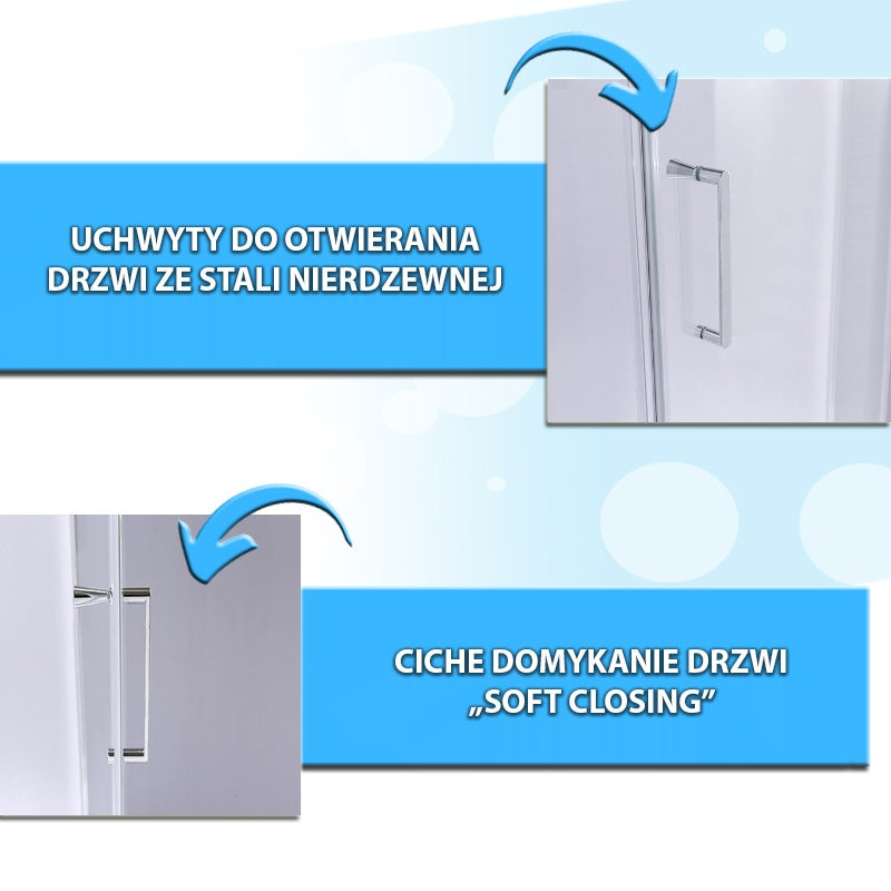 KABINA PRYSZNICOWA PIĘCIOKĄTNA Z BRODZIKIEM KZ91A/SXL07A CHROM/CZARNY 80x80 KZ91A+SXL07A-BL