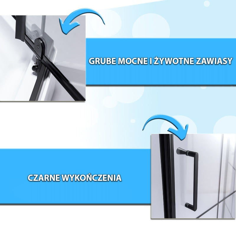 KABINA PRYSZNICOWA PIĘCIOKĄTNA Z BRODZIKIEM BS06A/SXL07A CZARNA/BIAŁY 80x80 BS06A+SXL07A-WH