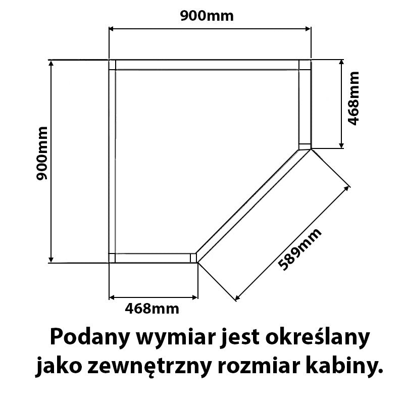 KABINA PRYSZNICOWA PIĘCIOKĄTNA Z BRODZIKIEM KZ4026B/ST07B CZARNA/CZARNY 90x90 CM KZ4026B-BL+ST07B-BL