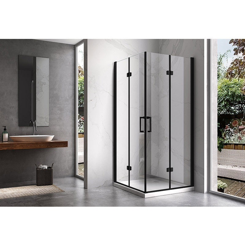 KABINA PRYSZNICOWA KWADRATOWA + BRODZIK KZ08D/ST06A CZARNA/CZARNY 100x100CM KZ08D-BL+ST06A-BL