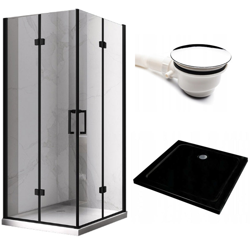 KABINA PRYSZNICOWA KWADRATOWA + BRODZIK KZ08D/ST06A CZARNA/CZARNY 100x100CM KZ08D-BL+ST06A-BL