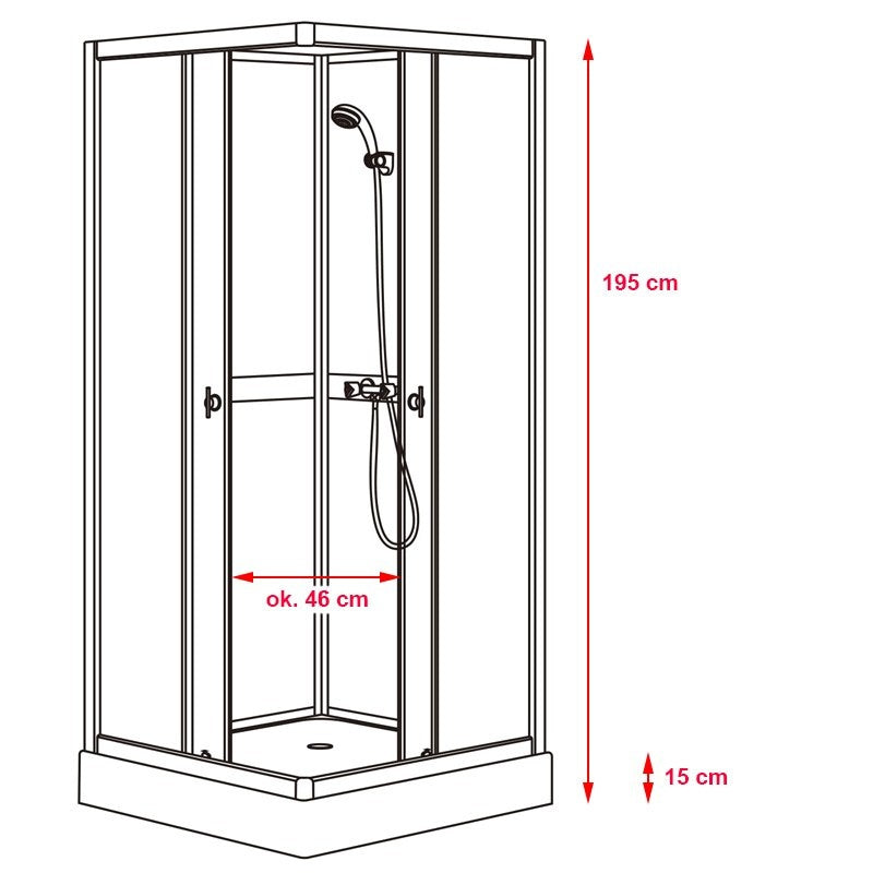 KABINA PRYSZNICOWA KWADRATOWA Z BRODZIKIEM WSH309B SZARA 90x90 CM WSH309B-GR-90