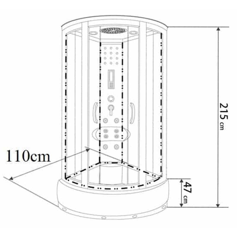KABINA PRYSZNICOWA Z HYDROMASAŻEM I SAUNĄ WSH7127S 110x110 CM WSH7127S-110