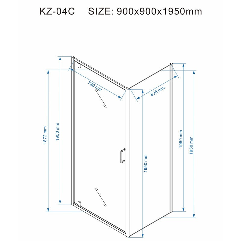 KABINA PRYSZNICOWA KWADRATOWA Z BRODZIKIEM KZ1390B/RIKO CZARNA/CZARNY 90x90 CM KZ1390B-BL+RIKO-BL