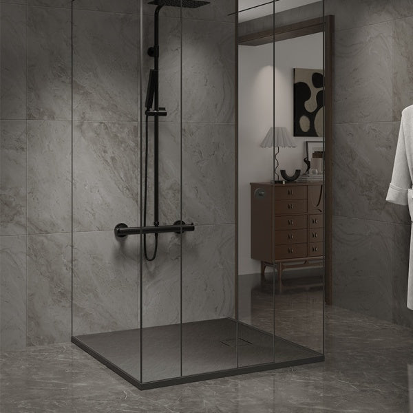 KABINA PRYSZNICOWA KWADRATOWA Z BRODZIKIEM KZ1390B/RIKO CZARNA/CZARNY 90x90 CM KZ1390B-BL+RIKO-BL