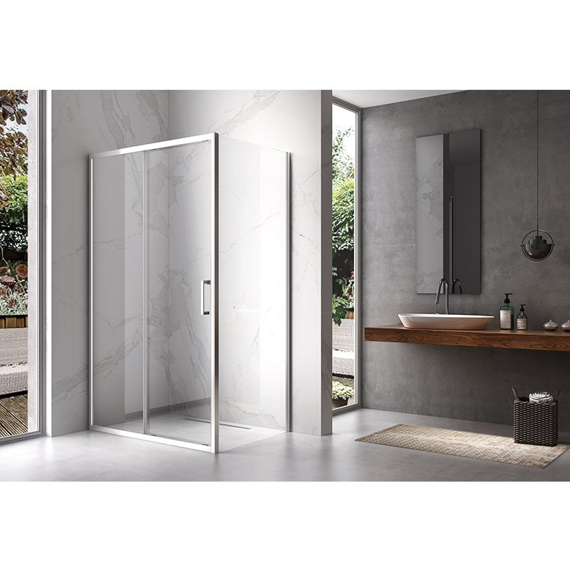 KABINA PRYSZNICOWA Z BRODZIKIEM 120X90 CM CHROM KZ104C+ST04C-WH