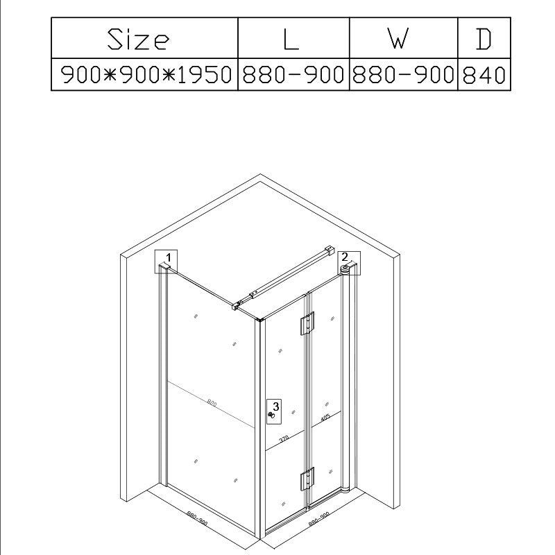 KABINA PRYSZNICOWA KWADRATOWA Z BRODZIKIEM KZ1180B/RIKO CZARNA/CZARNY 90x90 CM KZ1180B+RIKO-BL-90