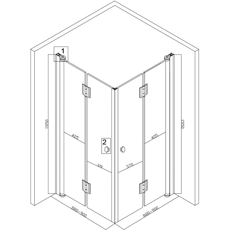 KABINA PRYSZNICOWA KWADRATOWA BS08B CZARNA 90x90 CM BS08B-90