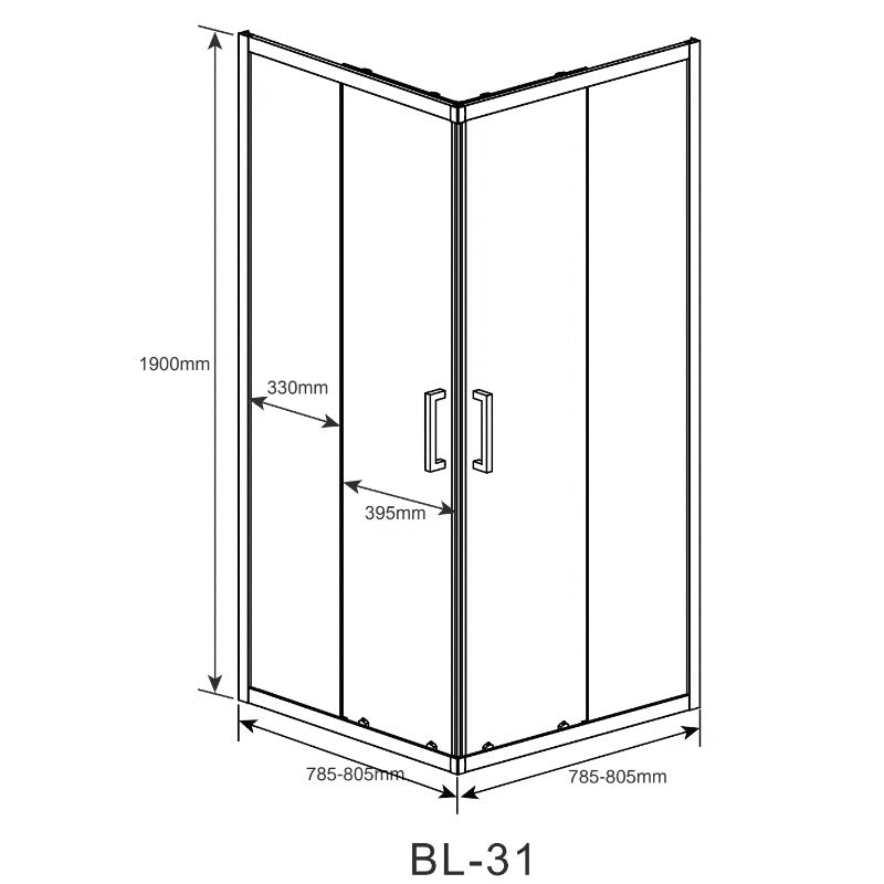 KABINA PRYSZNICOWA KWADRATOWA Z BRODZIKIEM BL31A/SXL02A CZARNA/BIAŁY 80x80 CM BL31A+SXL02A-WH