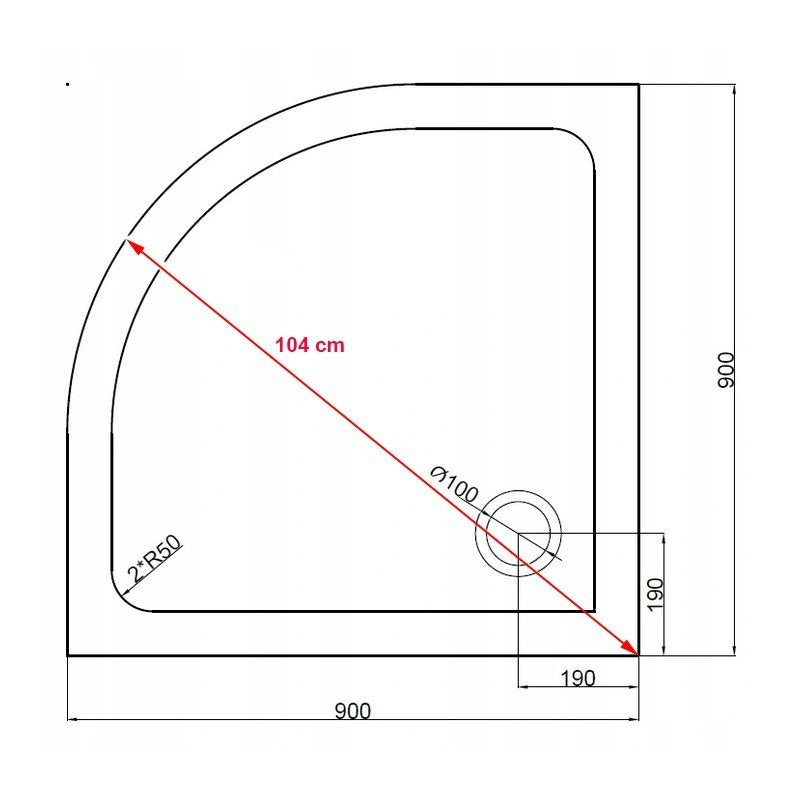 KABINA PRYSZNICOWA PÓŁOKRĄGŁA Z BORDZIKIEM BS01B/ST01B CZARNA/BIAŁY 90x90CM BS01B+ST01B-WH
