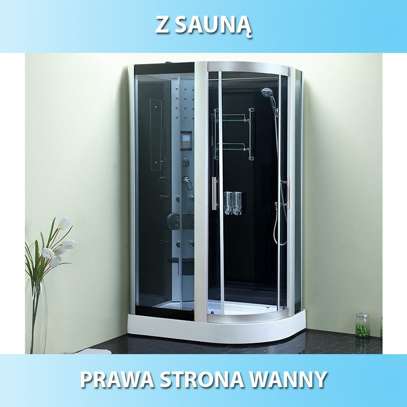 KABINA PRYSZNICOWA Z HYDROMASAŻEM I SAUNĄ MONAKO 9914RS PRAWA 120x85 CM MONAKO-9914RS-120X85