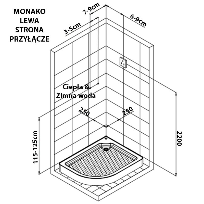 KABINA PRYSZNICOWA Z HYDROMASAŻEM I SAUNĄ MONAKO 9914LS LEWA CHROM 120x85 MONAKO-9914LS-120X85