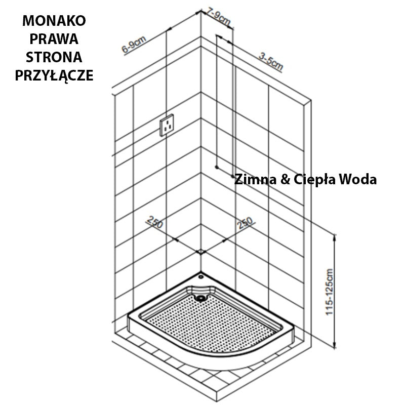 KABINA PRYSZNICOWA Z HYDROMASAŻEM I SAUNĄ MONAKO 9914RS PRAWA 120x85 CM MONAKO-9914RS-120X85