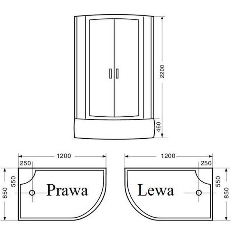 KABINA PRYSZNICOWA Z HYDROMASAŻEM VICTORIA 9912L LEWA 120x85 CM VICTORIA-9912L-120