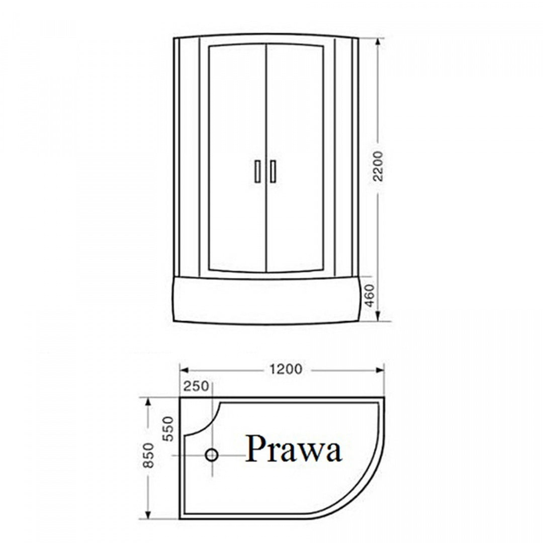 KABINA PRYSZNICOWA Z HYDROMASAŻEM VICTORIA 9912R PRAWA 120x85 CM VICTORIA-9912R-120