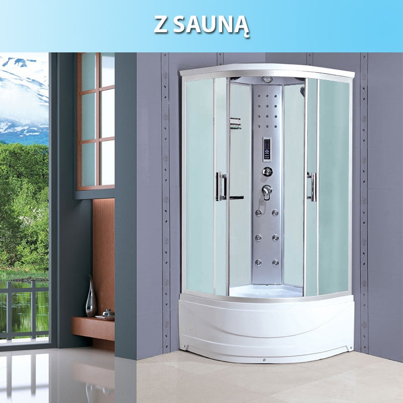 KABINA PRYSZNICOWA Z HYDROMASAŻEM I SAUNĄ WSH1306BS MAT BIAŁA 100x100 CM WSH1306BS-WH-100
