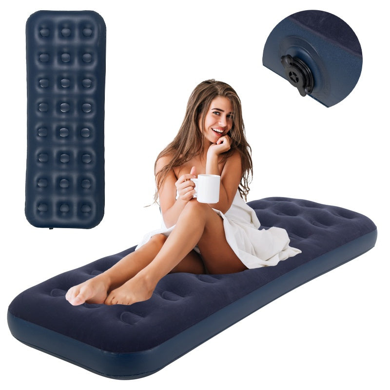 MATERAC DMUCHANY POMPOWANY WELUROWY JEDNOOSOBOWY NEST GRANATOWY 191x73 CM NEST-SINGLE