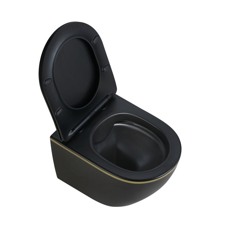 MISKA WC WISZĄCA RIMLESS MIZU-MTB-GL-RIM-03 CZARNA MAT DESKA WOLNOOPADAJĄCA DUROPLAST MIZU-MTB-GL-RIM-03