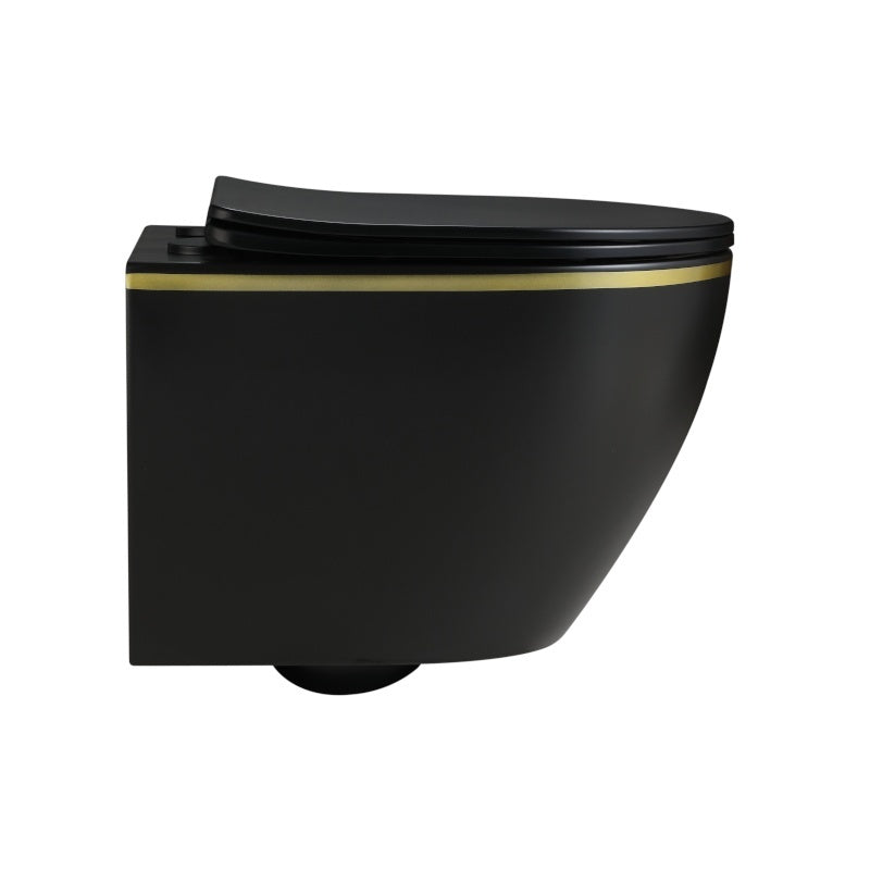 MISKA WC WISZĄCA RIMLESS MIZU-MTB-GL-RIM-03 CZARNA MAT DESKA WOLNOOPADAJĄCA DUROPLAST MIZU-MTB-GL-RIM-03